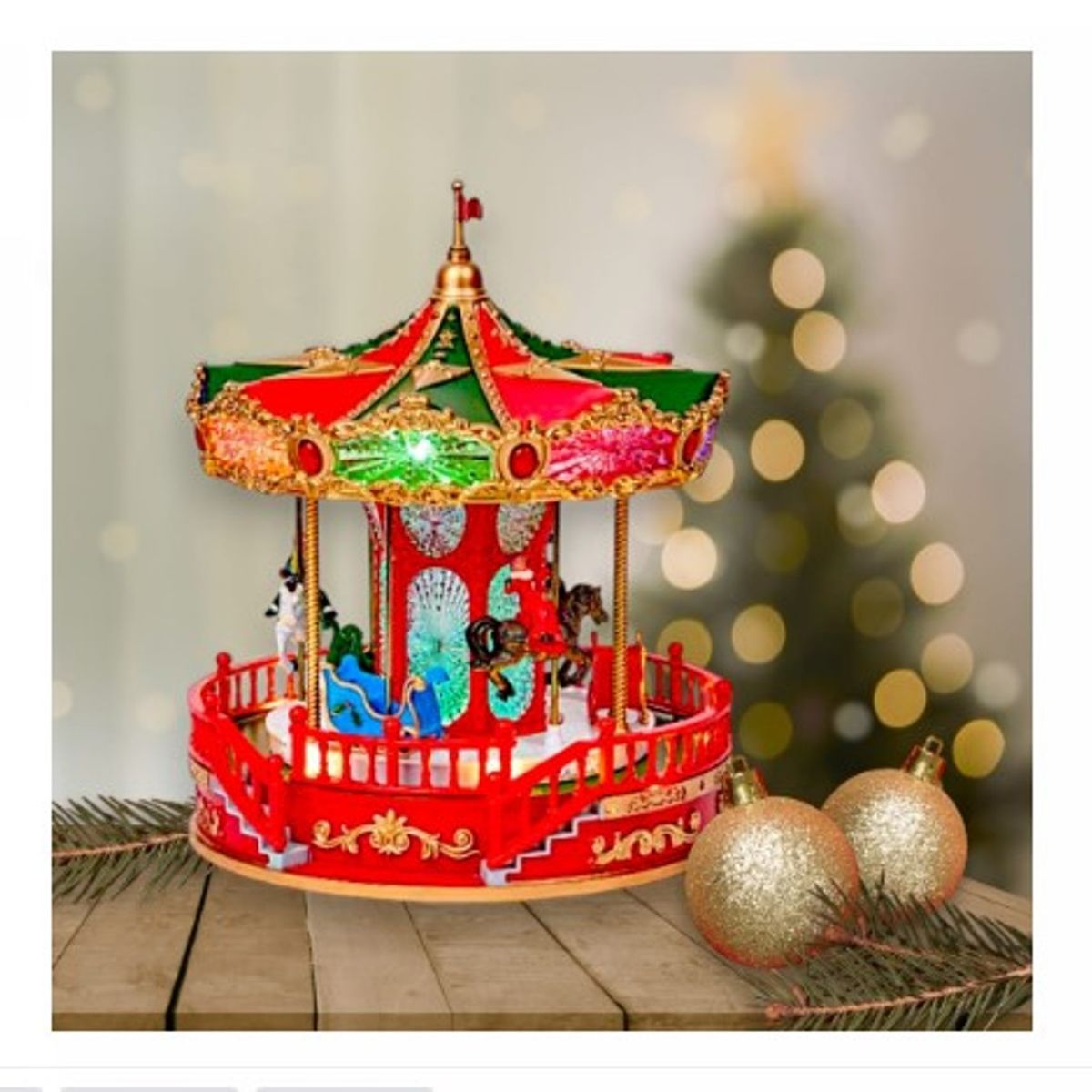 GENERICO - CARRUSEL MUSICAL LUMINOSO GRANDE CON PILAS Y CONECTOR USB