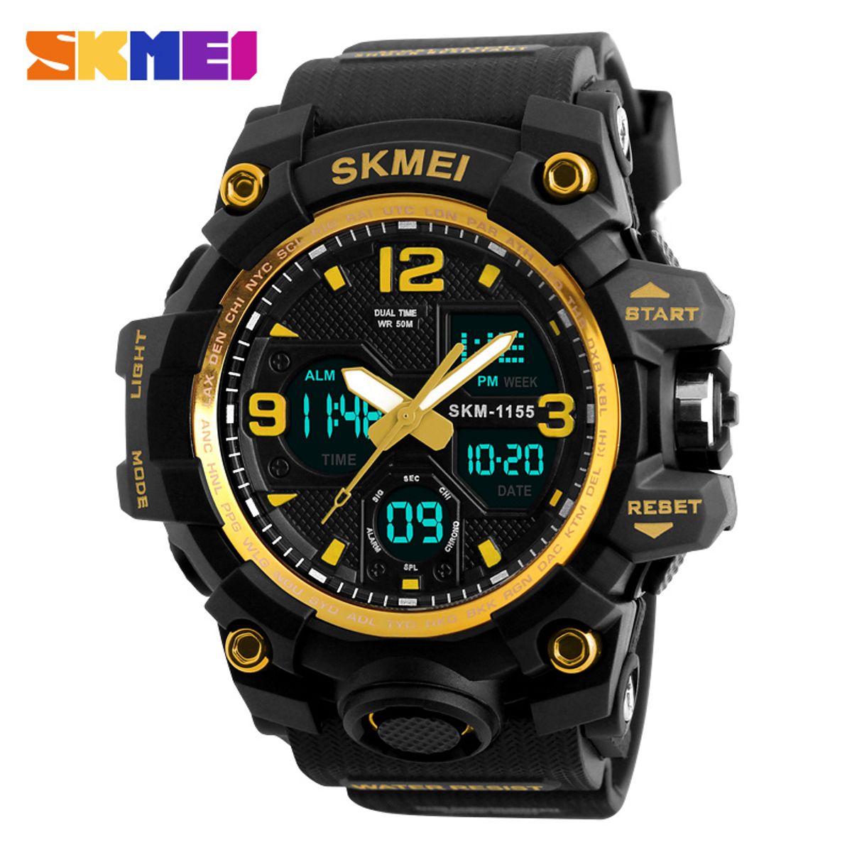 SKMEI - Reloj Skmei 1155 Dorado Correa Silicona_.