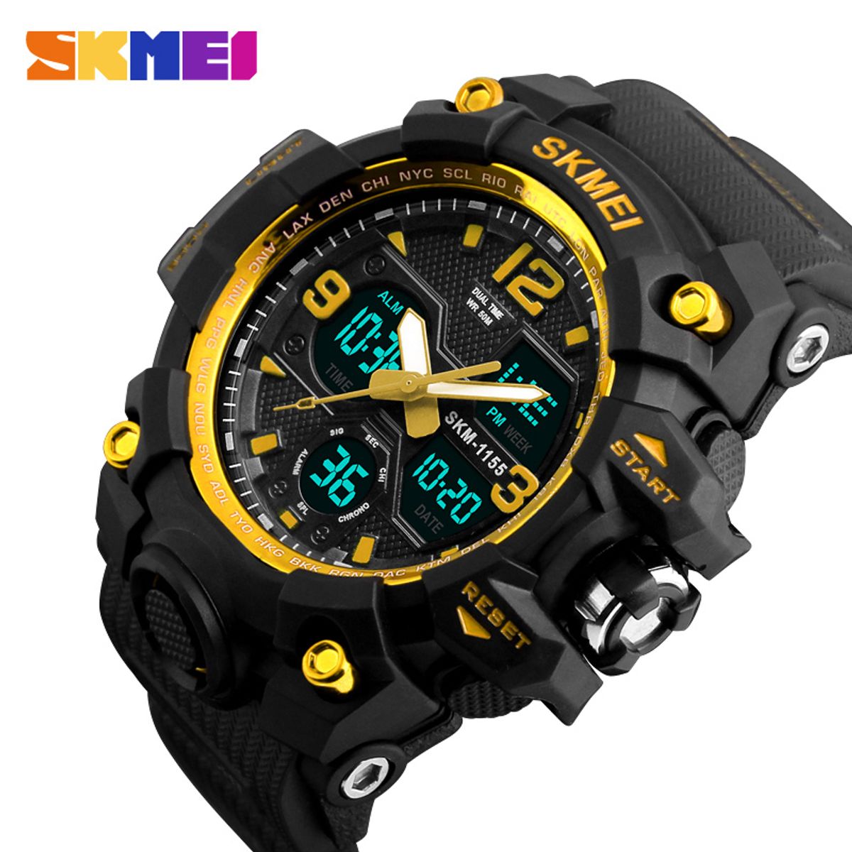 SKMEI - Reloj Skmei 1155 Dorado Correa Silicona_.