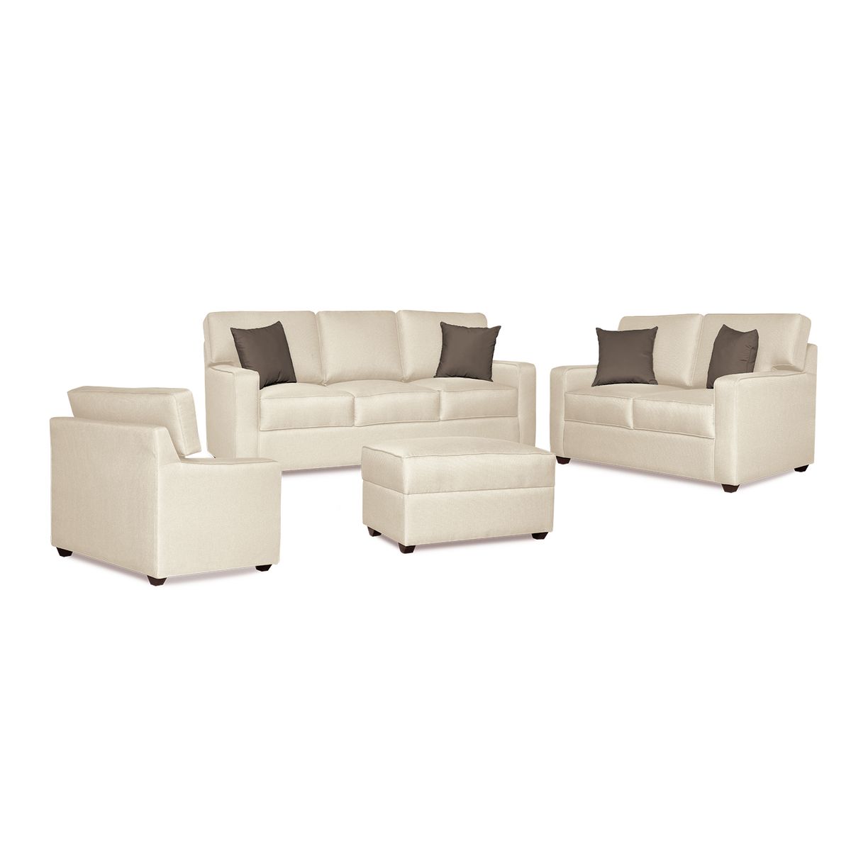 GENERICO - Juego de Sala Raven 3-2-1 Cuerpos + Banqueta Beige Claro