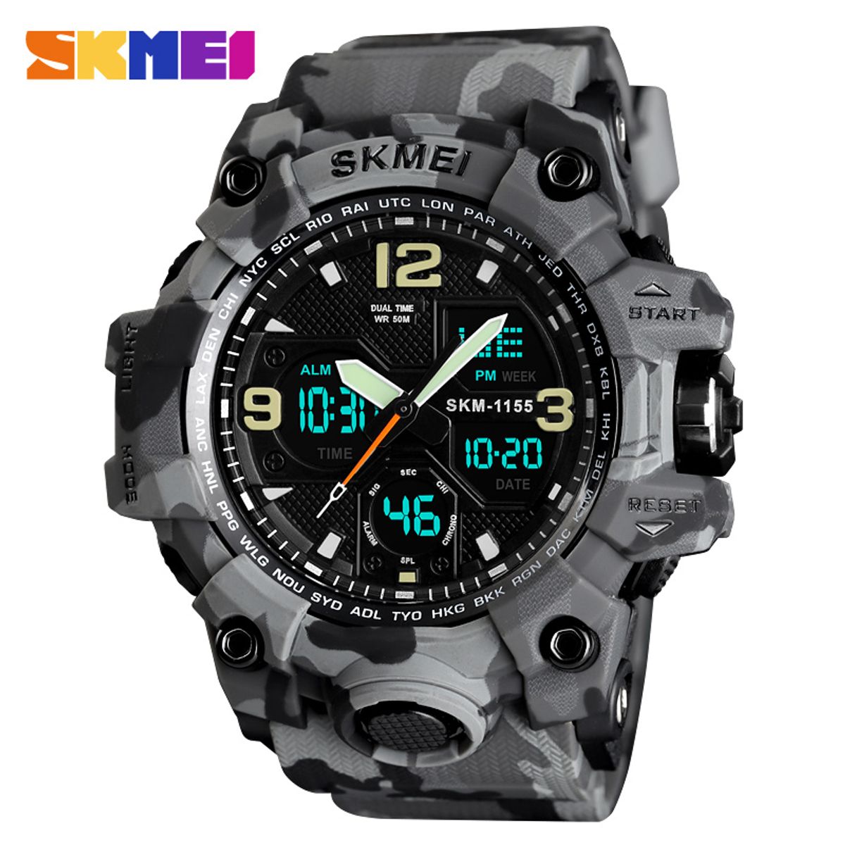 SKMEI - Reloj Skmei 1155 CAMUFLADO GRIS Correa Silicona_.