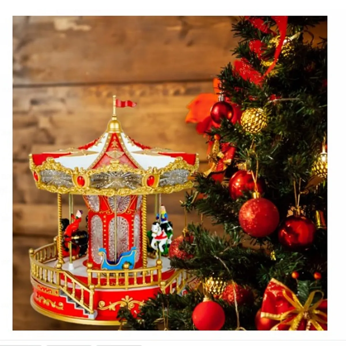 GENERICO - CARRUSEL MUSICAL LUMINOSO GRANDE A PILAS Y CONECTOR USB