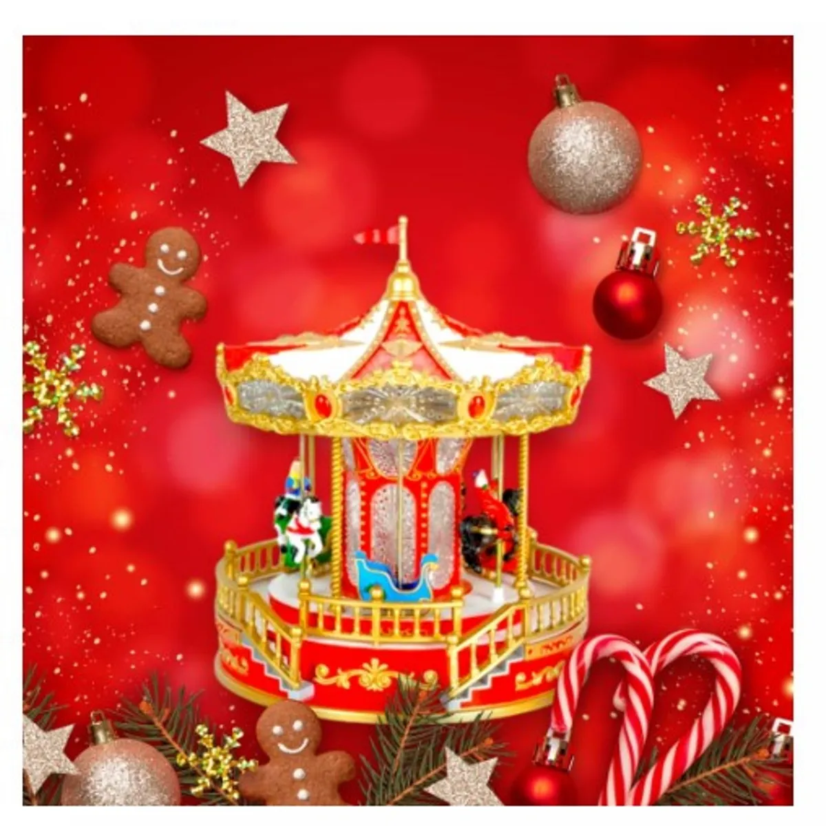 GENERICO - CARRUSEL MUSICAL LUMINOSO GRANDE A PILAS Y CONECTOR USB
