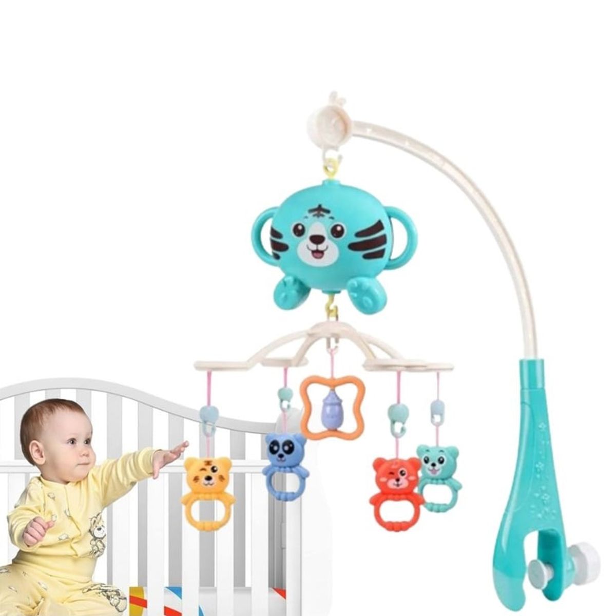 GENERICO - Móvil Giratorio Musical Para Cuna de Bebé - Celeste