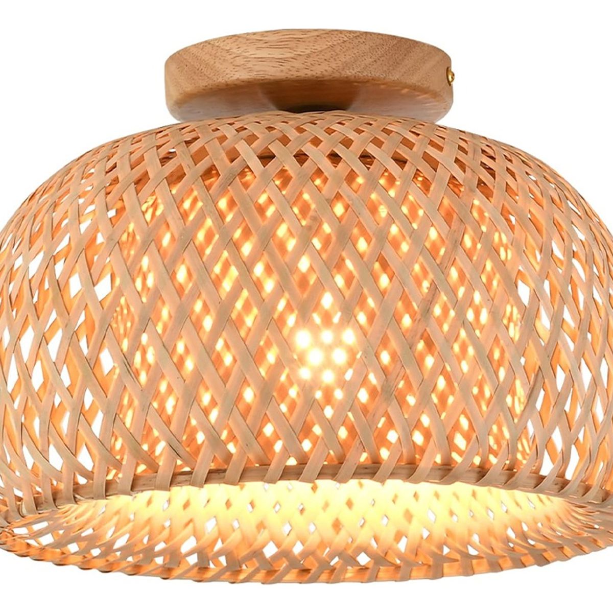 HOME NEAT - Lámpara de Techo de Bambú Vintage E27 Ø30cm x 21cm