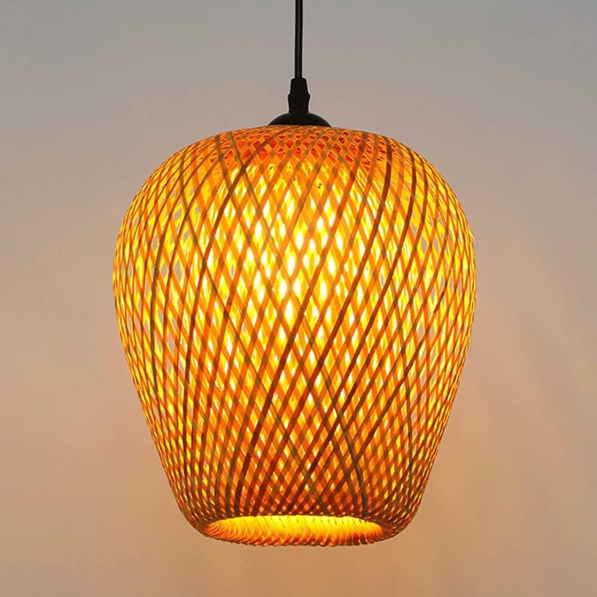 HOME NEAT - Lámpara Colgante de Techo de Bambú Vintage E27 Ø25cmx 26cm