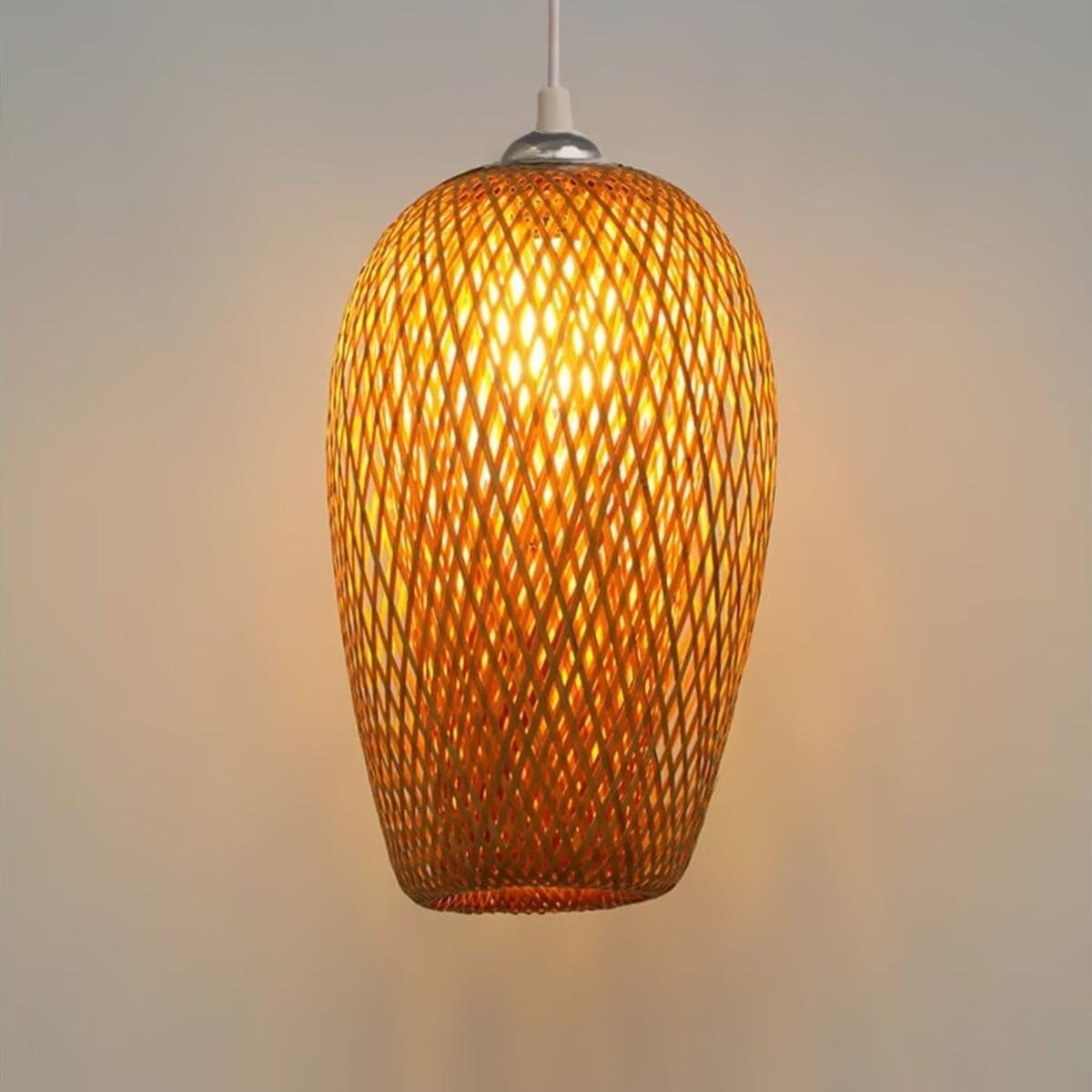 HOME NEAT - Lámpara Colgante de Techo de Bambú Vintage E27 Ø23cmx 36cm