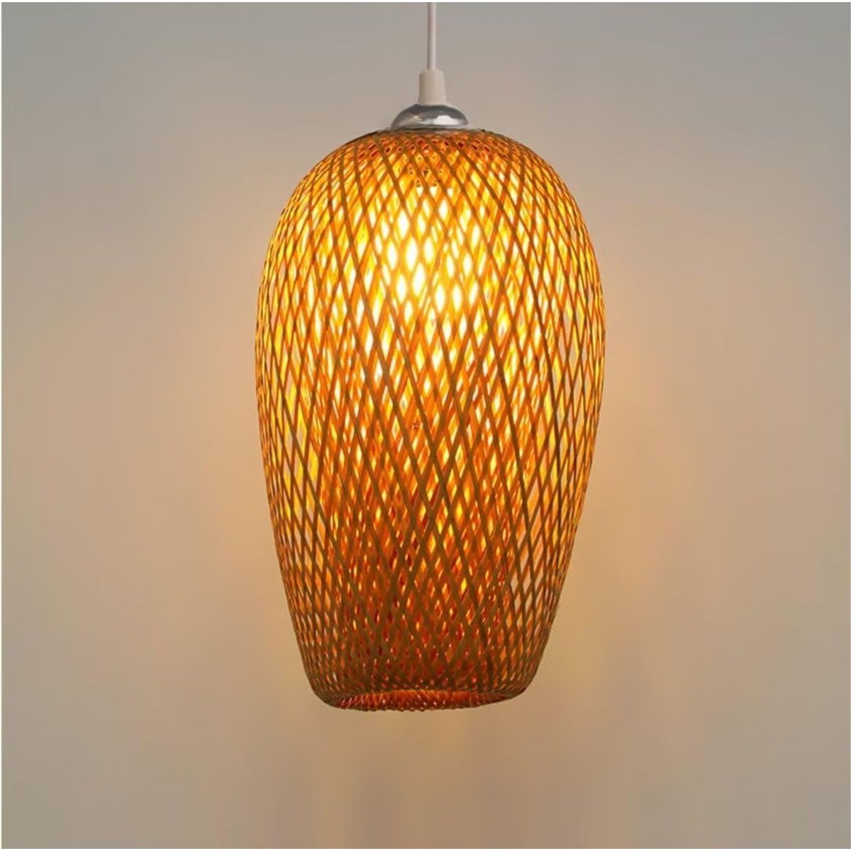 HOME NEAT - Lámpara Colgante de Techo de Bambú Vintage E27 Ø23cmx 36cm