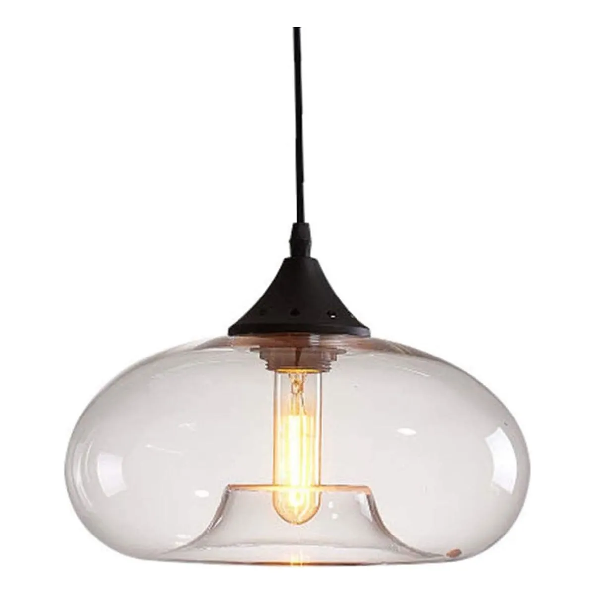 HOME NEAT - Lámpara colgante de Vidrio Vintage Ø28cm E27- Claro