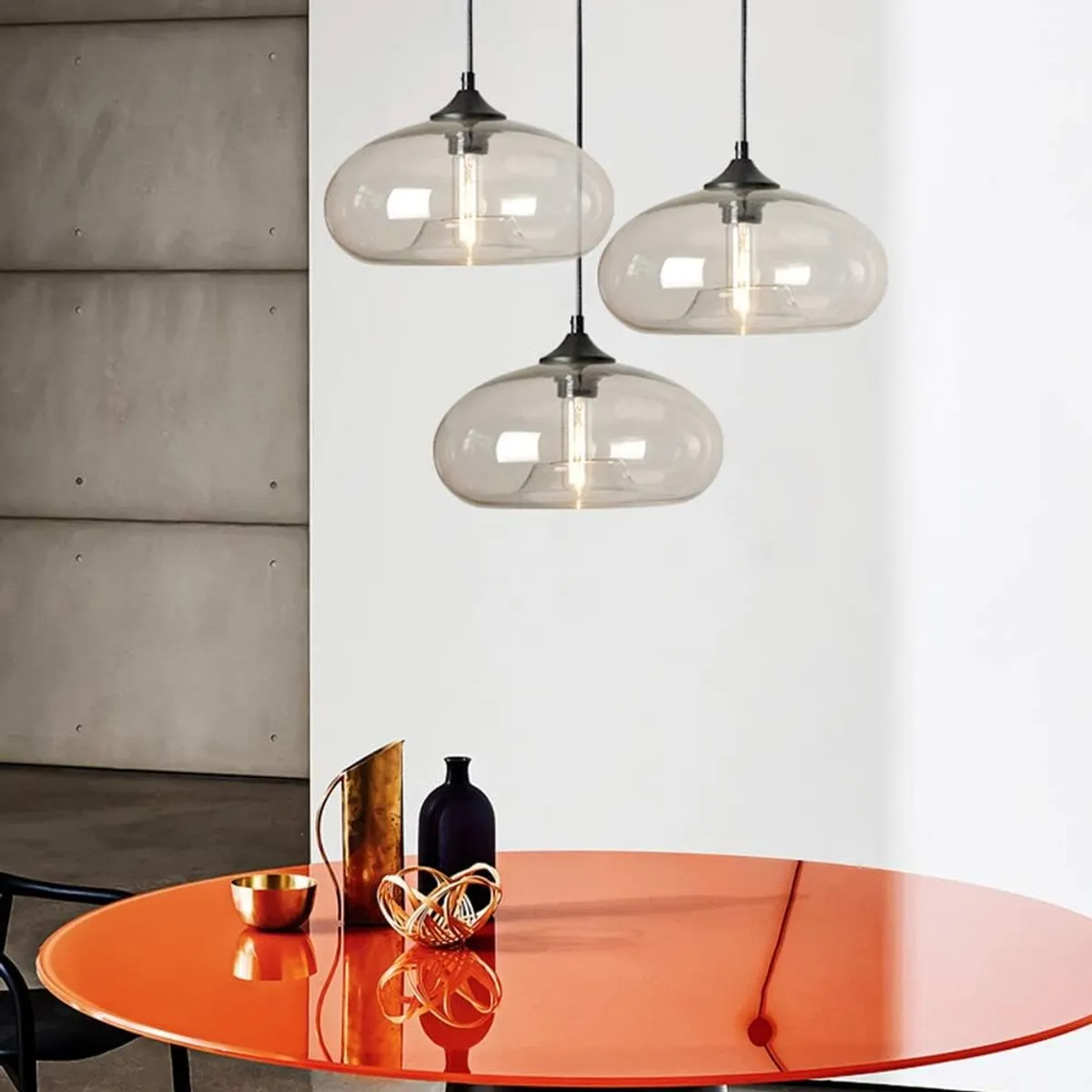 HOME NEAT - Lámpara colgante de Vidrio Vintage Ø28cm E27- Claro