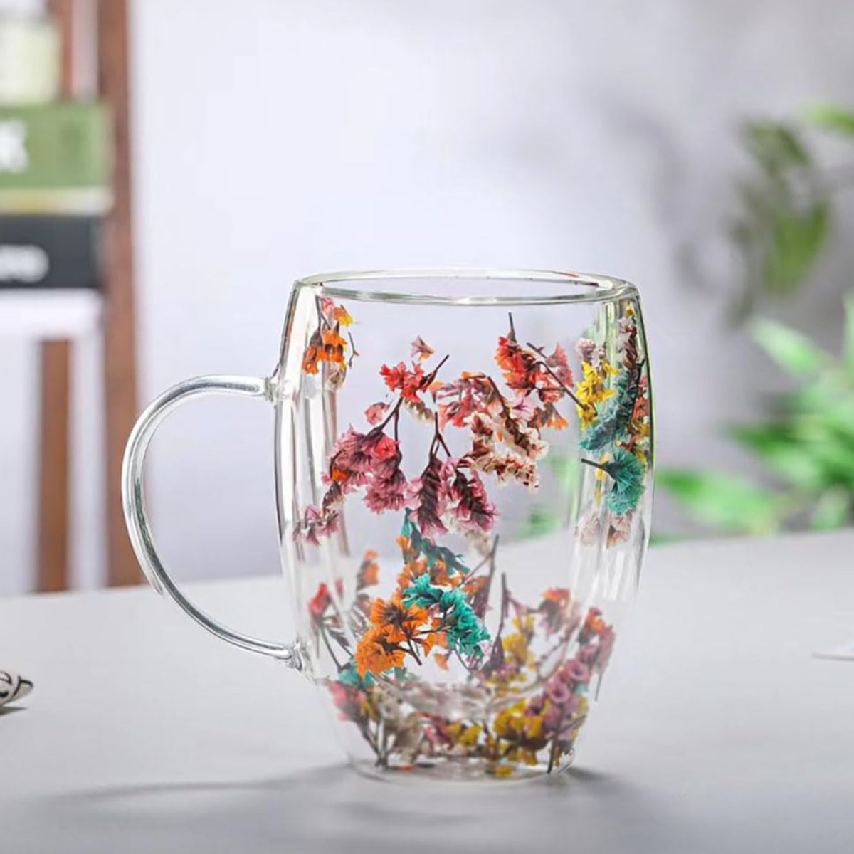 GENERICO - Taza doble capa flores  350 ml