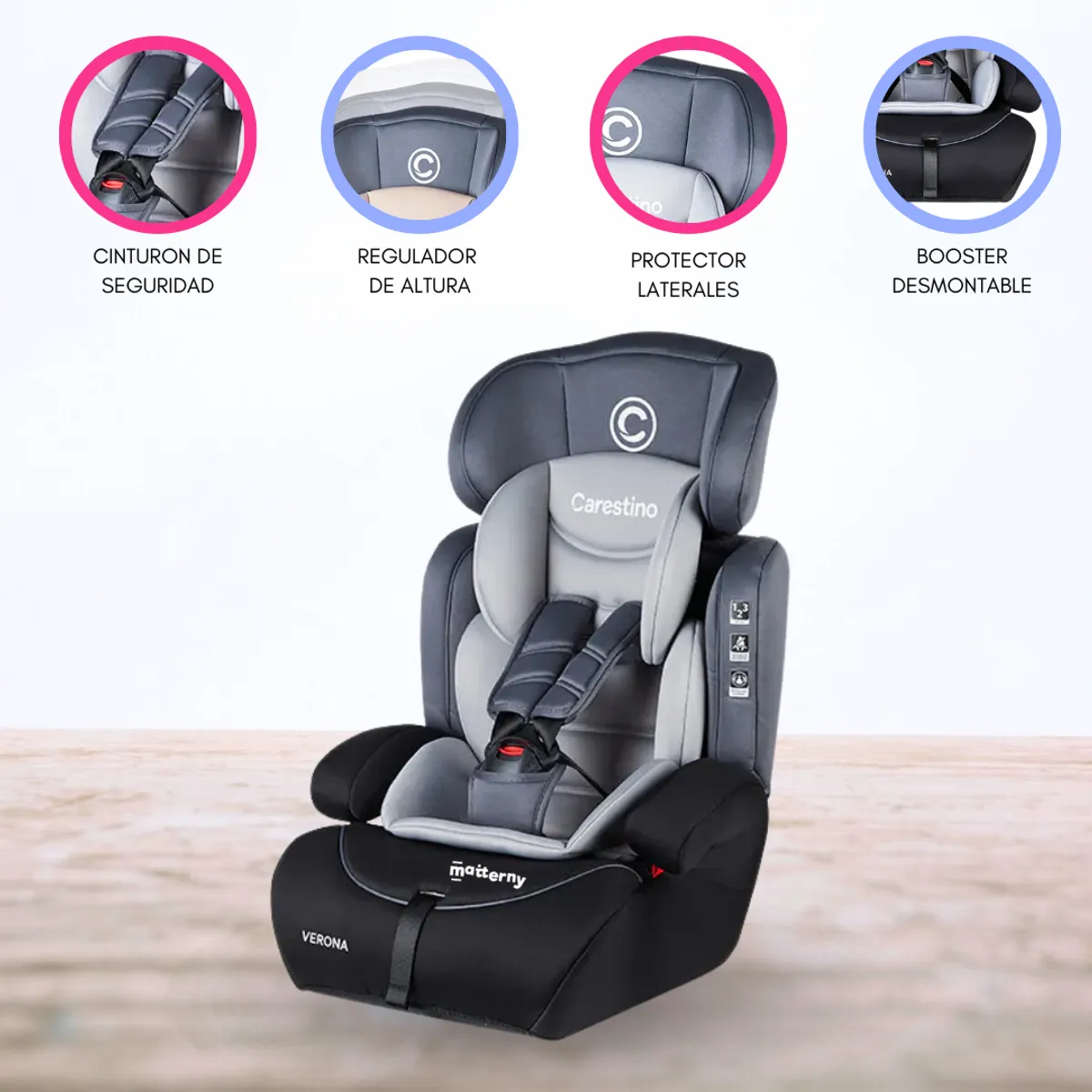 CARESTINO - Silla de Auto para Bebé »VERONA» Gray