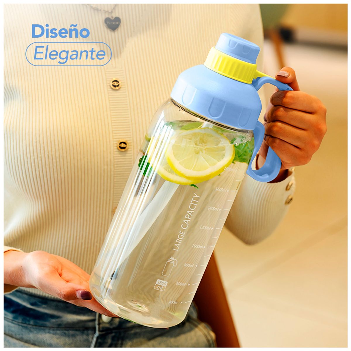 GENERICO - Botella Deportiva Tomatodo 1800 ml con Sticker Celeste