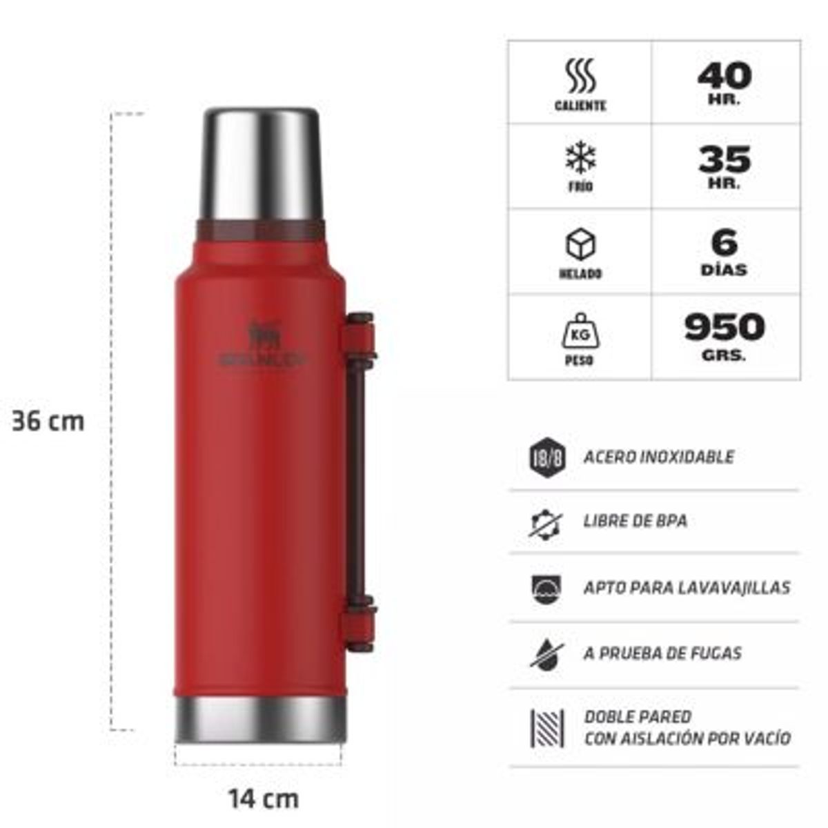 STANLEY - Termo Stanley Classic Rojo I 14l
