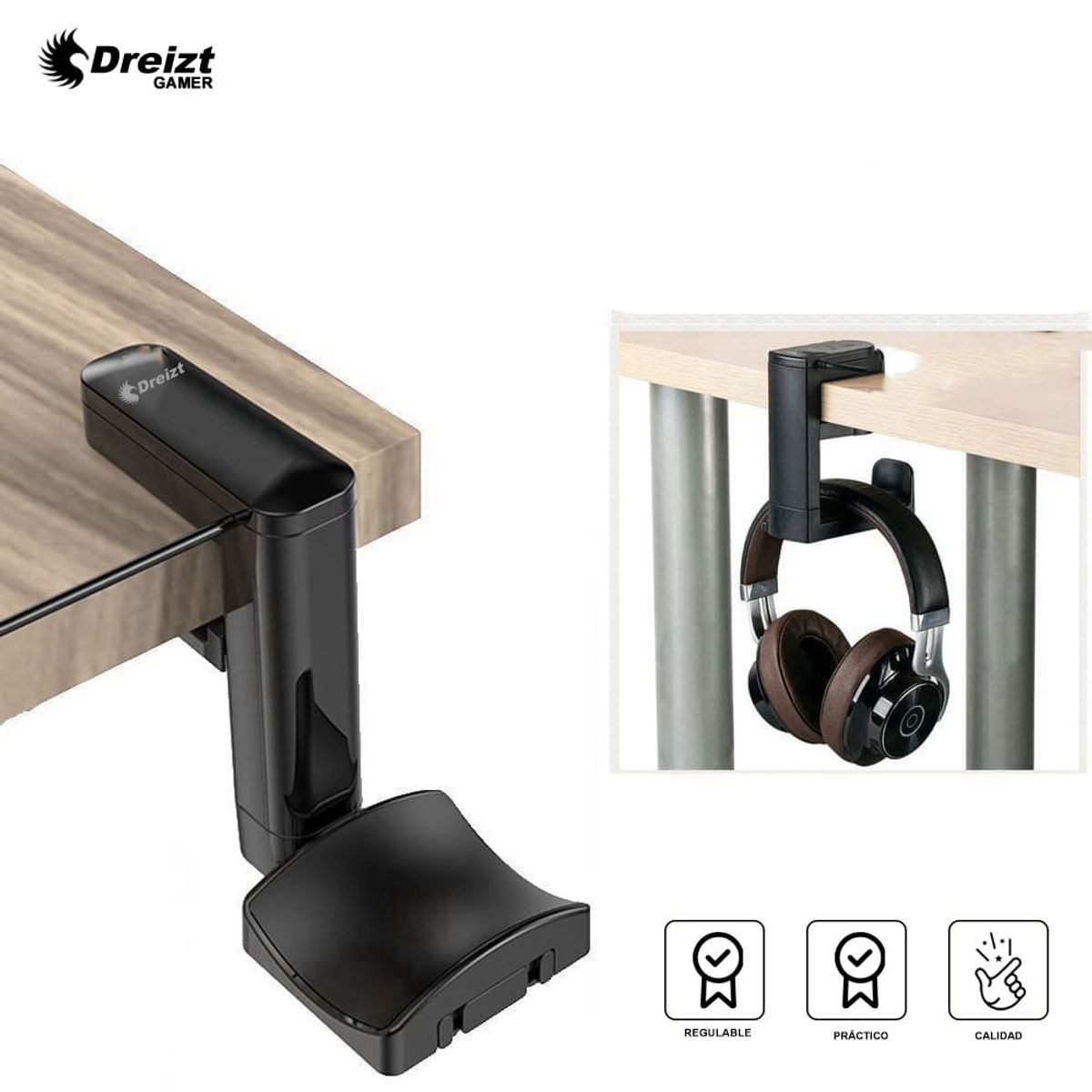 DREIZT - Soporte de Audífonos para Escritorio Dreizt AU240016 Negro