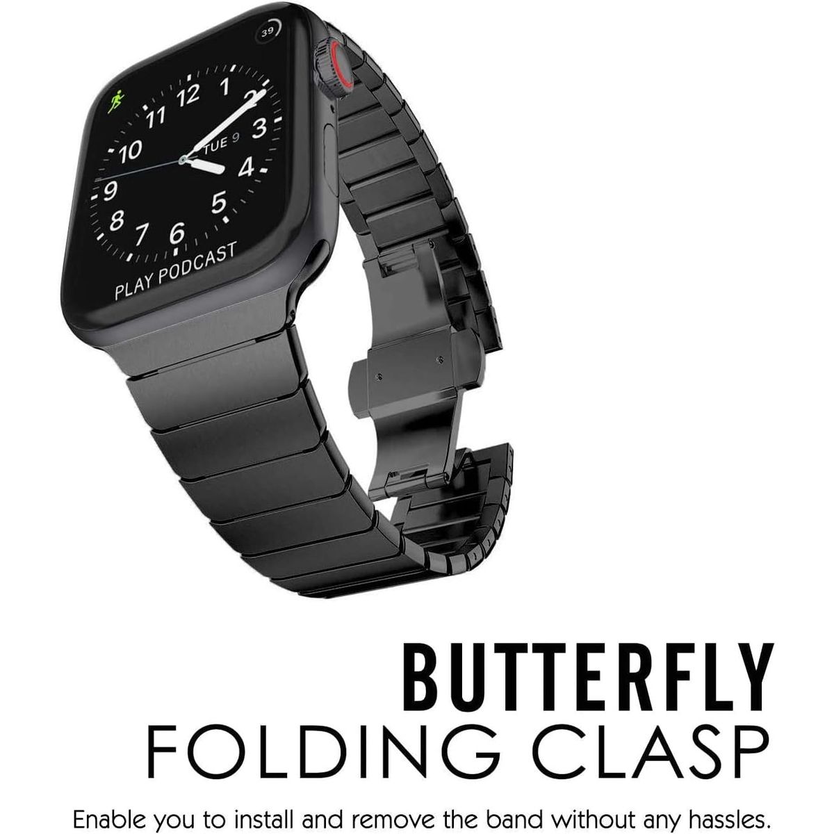 GENERICO - Correa De Acero Slim Apple Watch 45mm - Negro