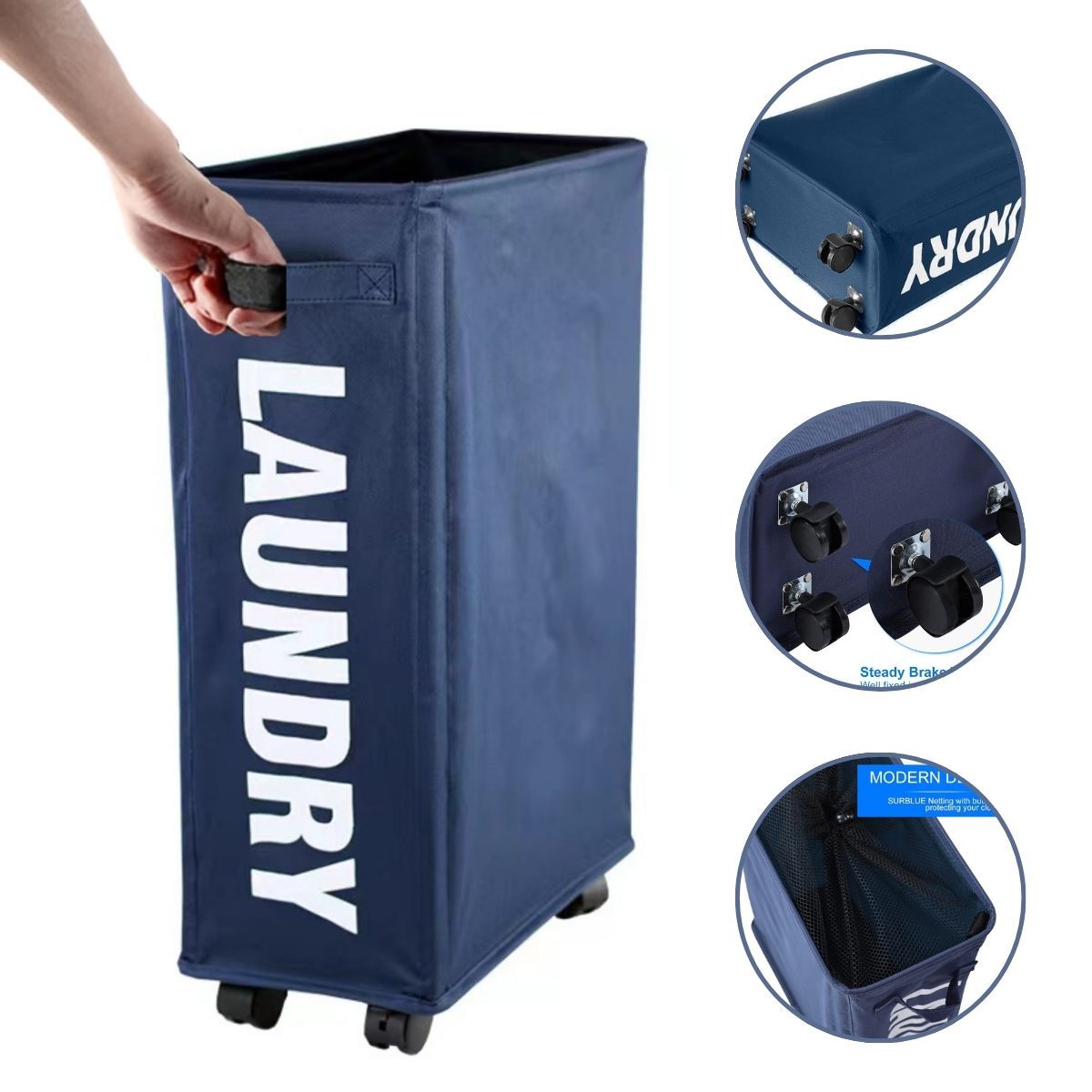 ELMEJORPRECIO - Cesta De Lavandería Multiuso Plegable Laundry Azul