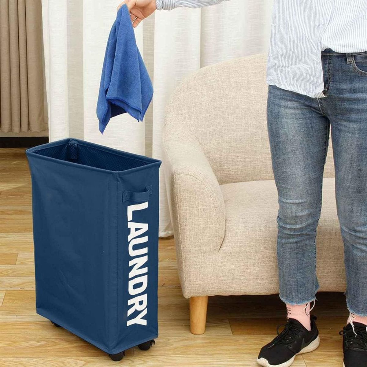 ELMEJORPRECIO - Cesta De Lavandería Multiuso Plegable Laundry Azul