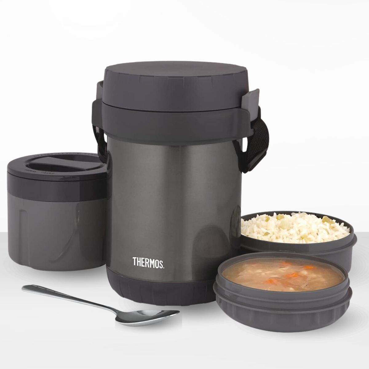 THERMOS - Termo de Comida Tres Divisiones VIANDA 1.8l Negro