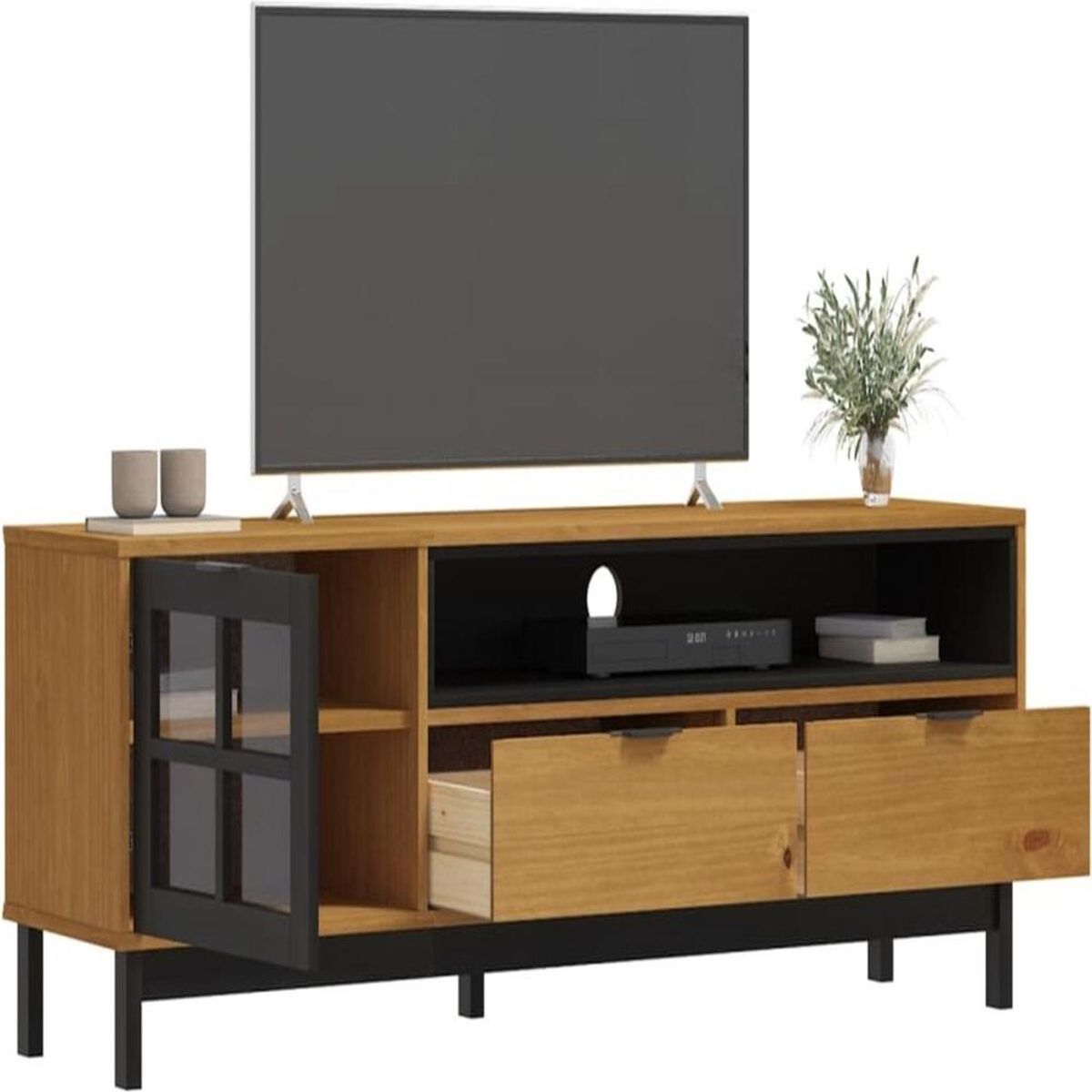 TU MESITA - Mesa de TV TU MESITA Multiusos Jenner HayaNegro 1 puerta 2 cajones