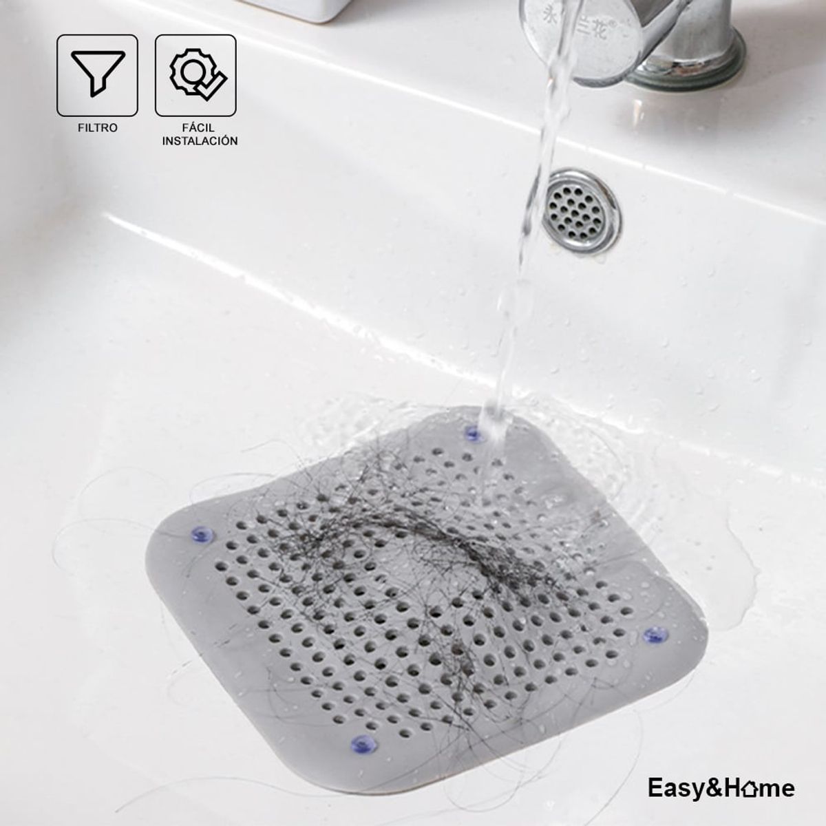 EASY&HOME - Filtro Rejilla Atrapa Pelos Ducha Lavaplatos HYC280042
