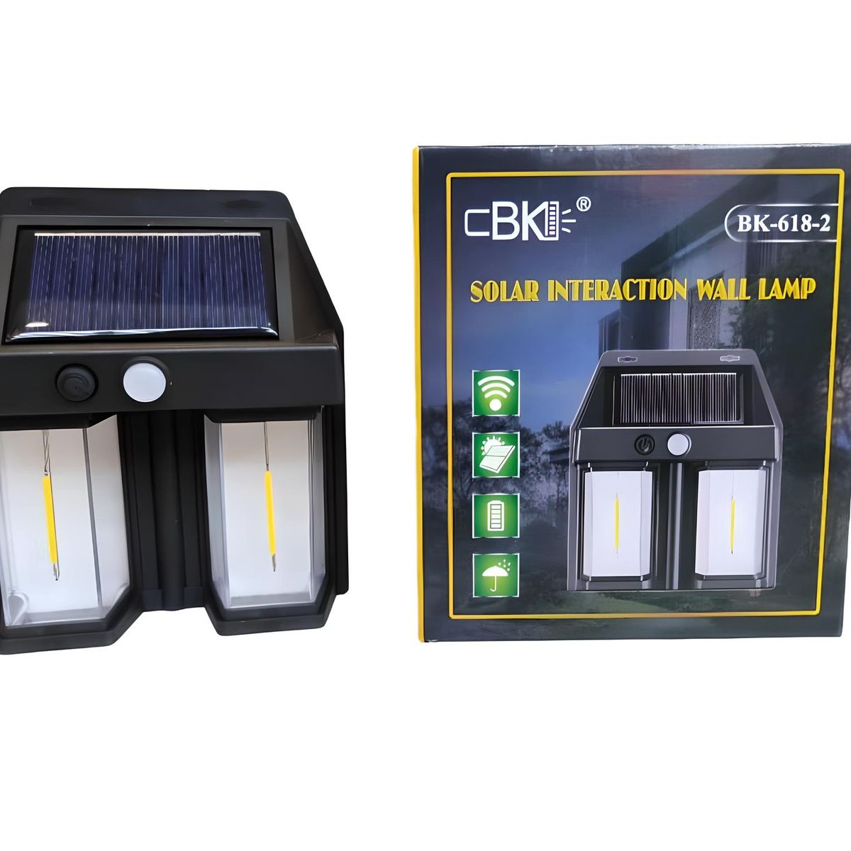 GENERICO - LÁMPARA FOCO SOLAR DE PARED SENSOR MOVIMIENTO EXTERIORES RECARGABLE