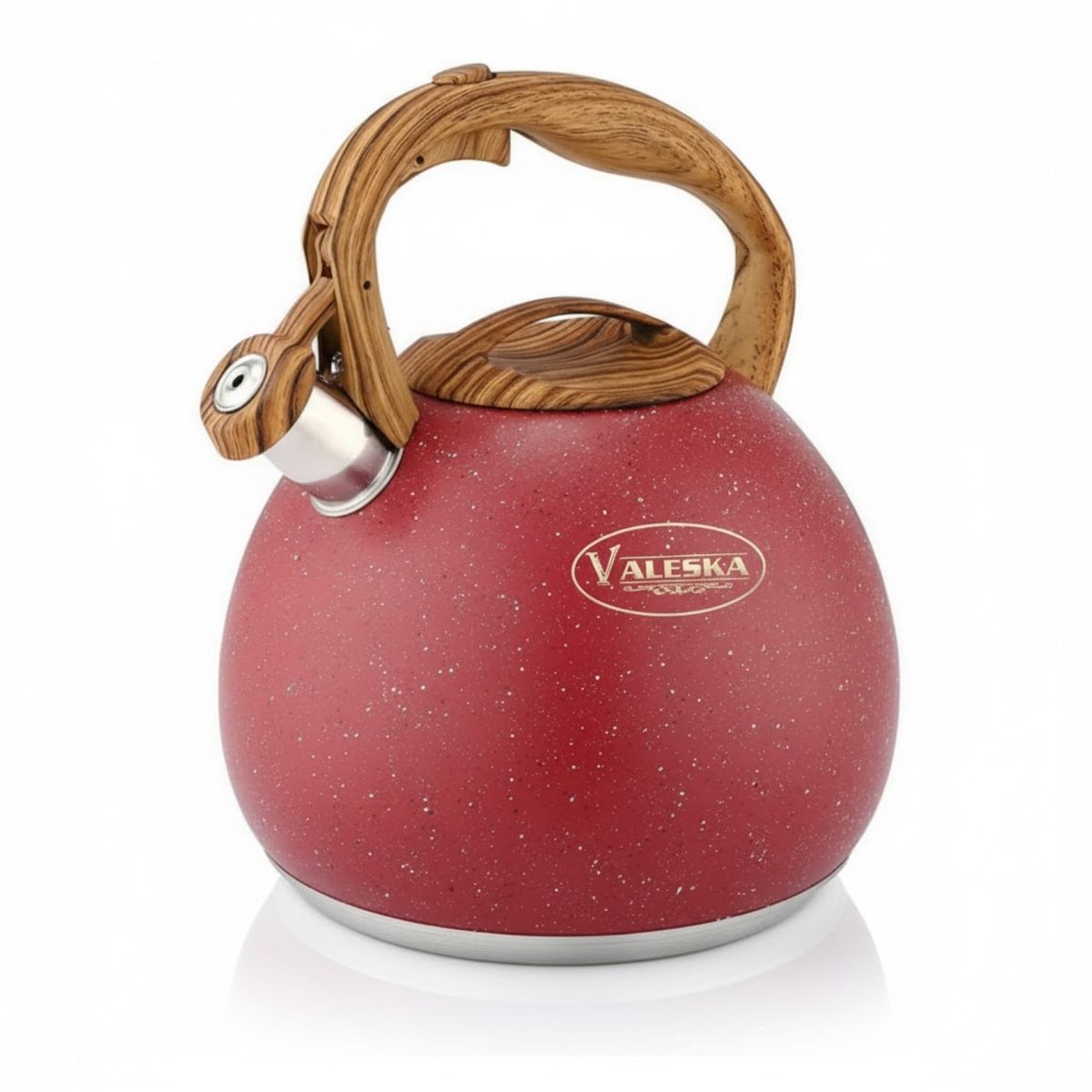 VALESKA - Tetera Silbadora Acero Inoxidable Valeska Acabado Granito 5L Rojo