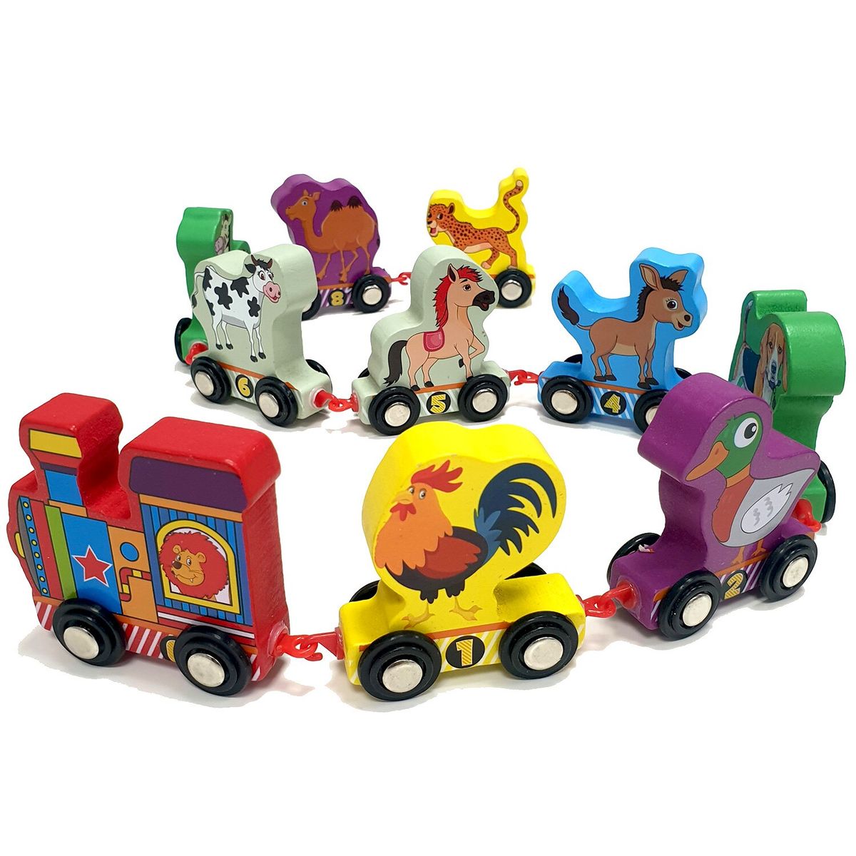 GENERICO - Tren Didáctico De Arrastre Animalitos De Madera