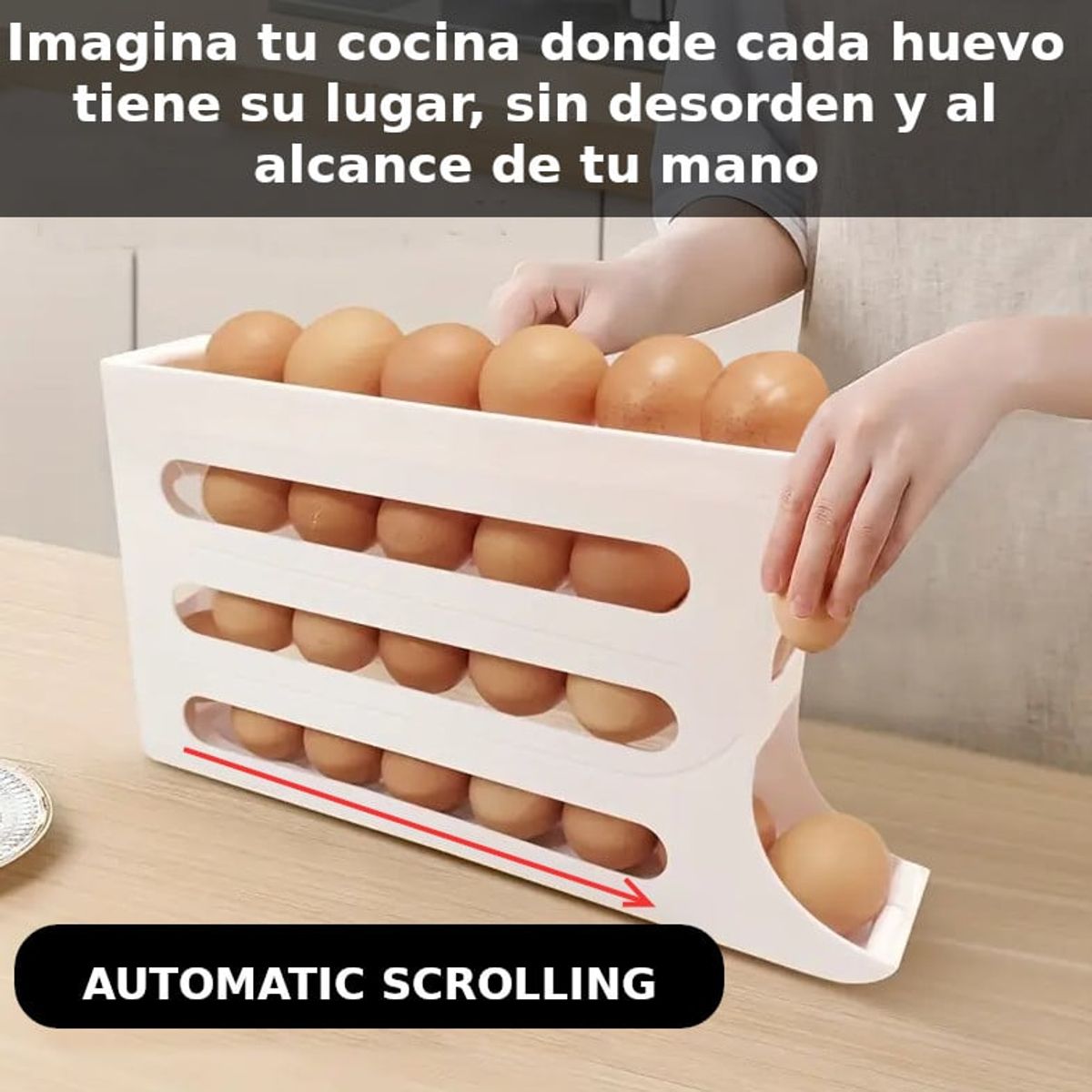 GENERICO - 2en1 Porta huevo Vertical Dispensador 4 Niveles Organiza Cocina Refri