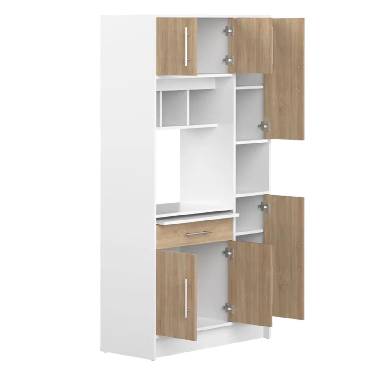 GENERICO - Mueble Para Microondas Shinya  Blanco Y Marron R&R Muebles