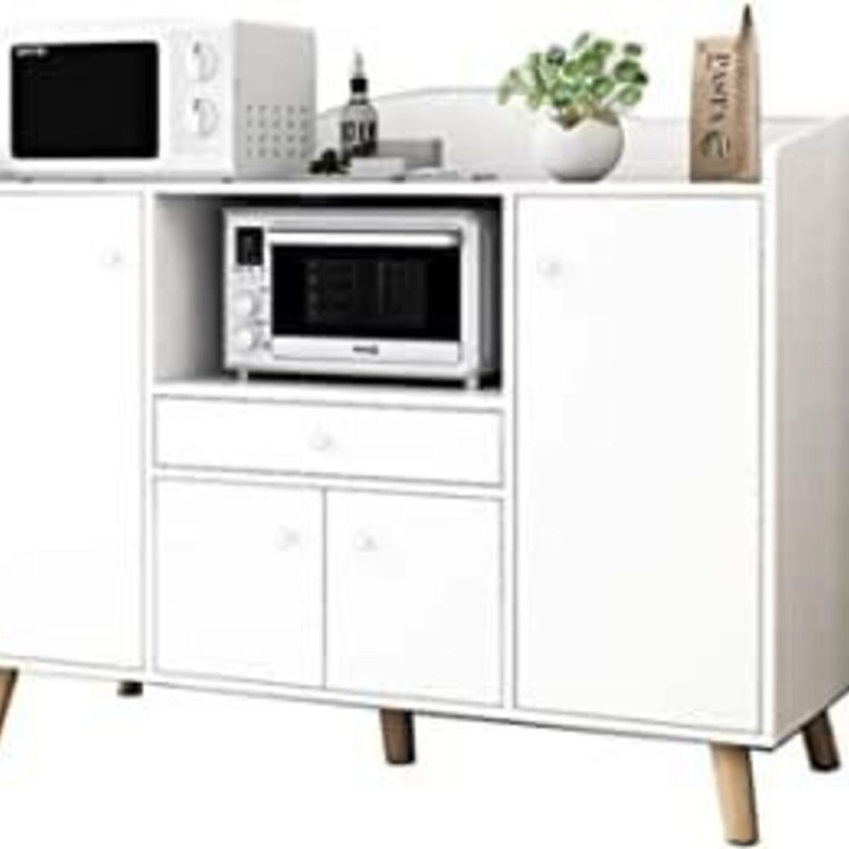 GENERICO - Mueble De Microondas Moderno James Blanco Largo 120 Cm R&R Muebles