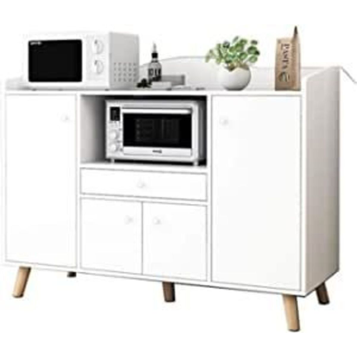 GENERICO - Mueble De Microondas Moderno James Blanco Largo 120 Cm R&R Muebles