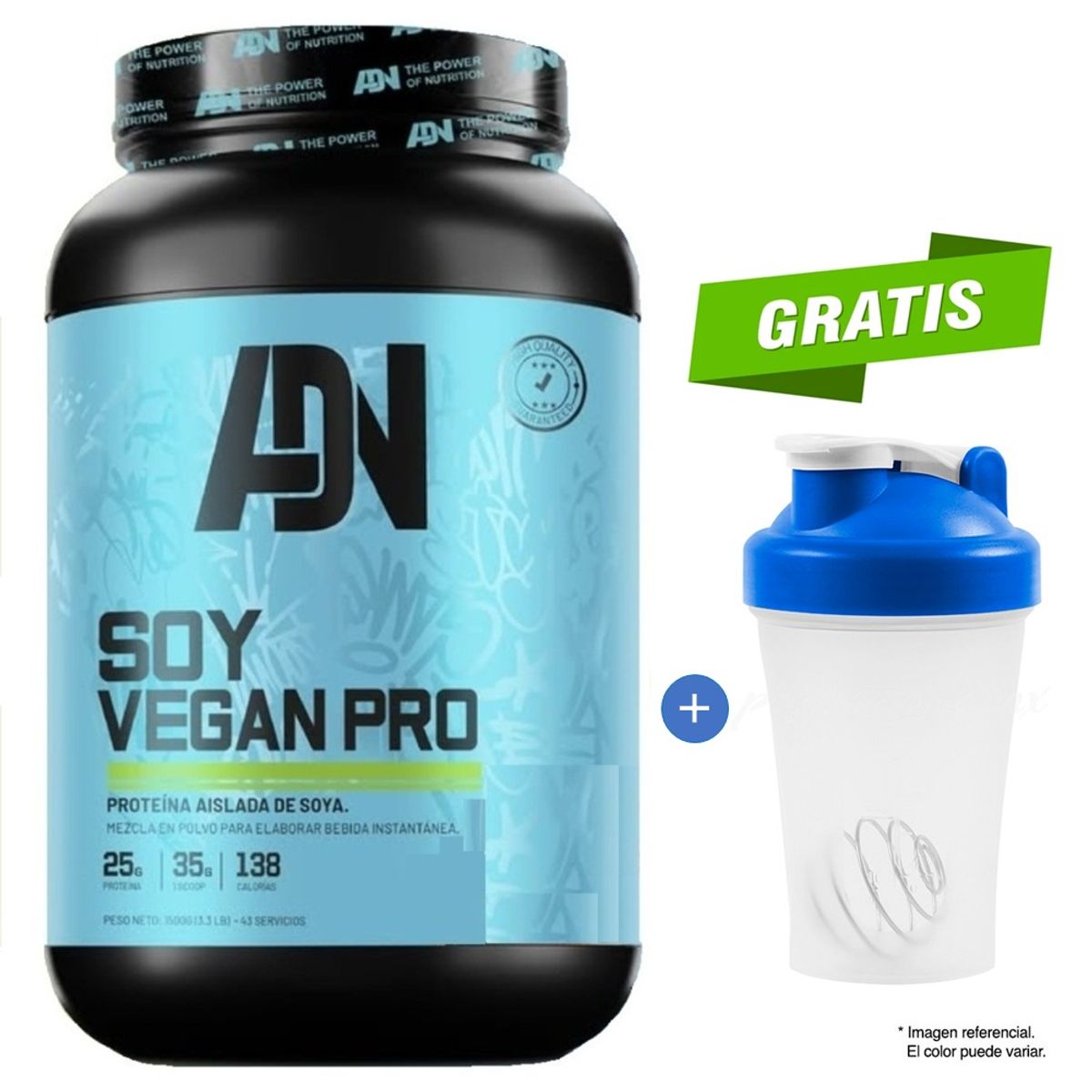 ADN - Proteína Adn Soy Vegan Protein 1.5 kg Chocolate Shaker