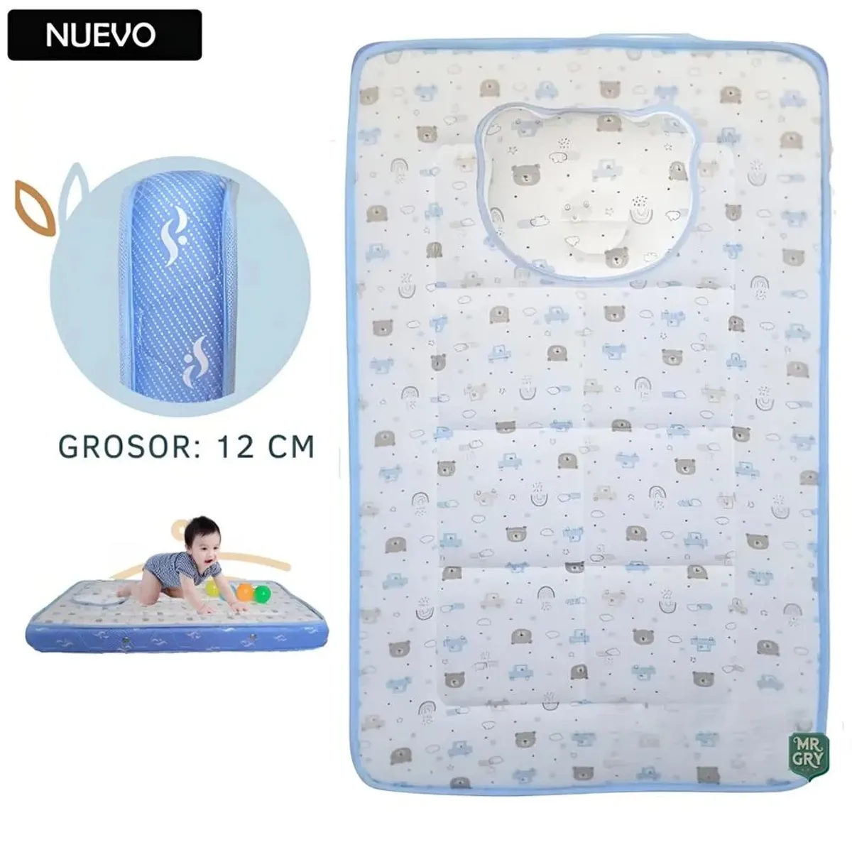 GENERICO - Colchón para Cuna Nido Bebé Cielo 106 x 68 Cm Ergonómico Antialérgico