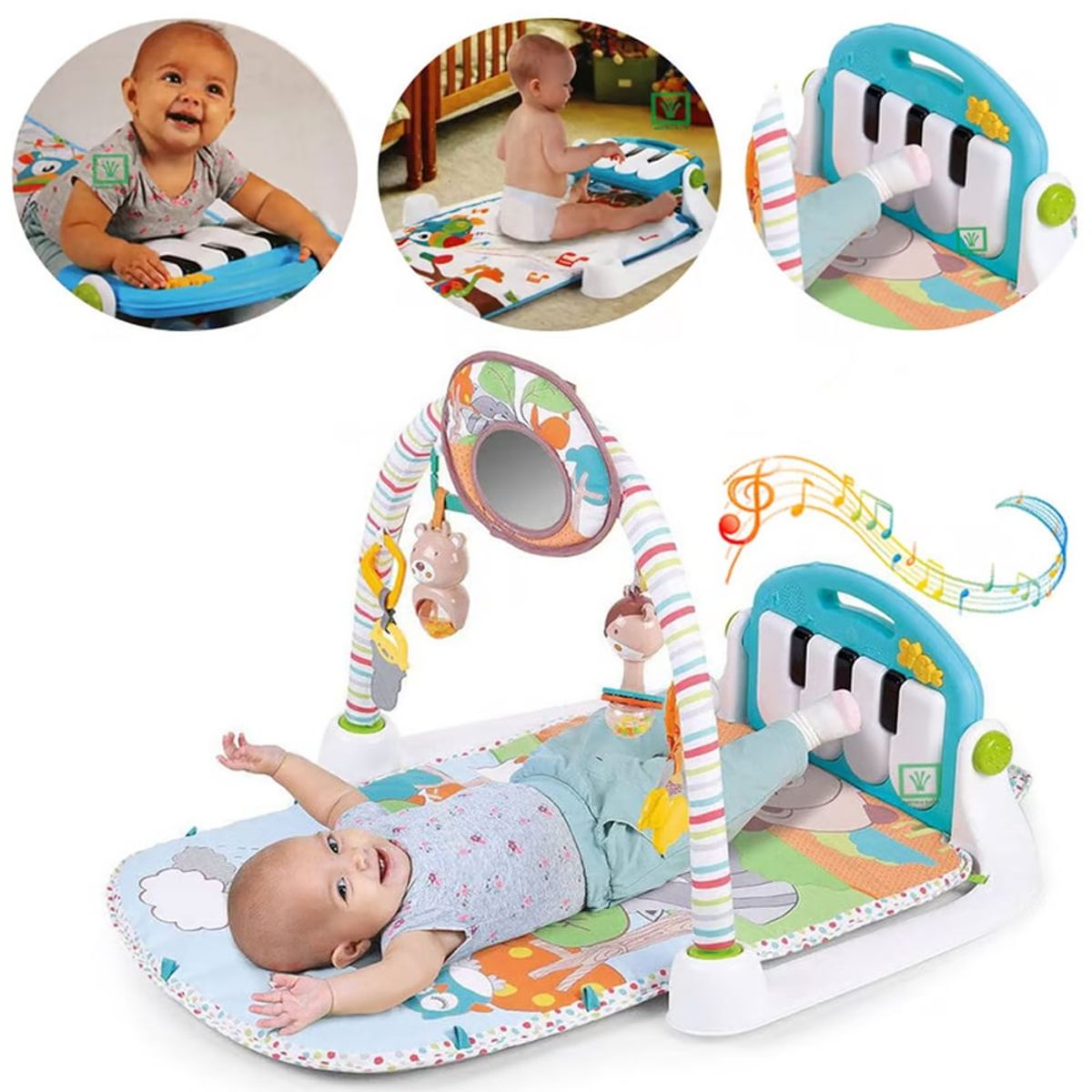 KONIG - Gimnasio Piano Patadita Con Luces Sonido Y Espejo Konig Kids