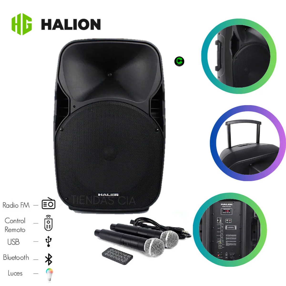 HALION - Parlante Activo Halion PHA-15AL Batería Recargable