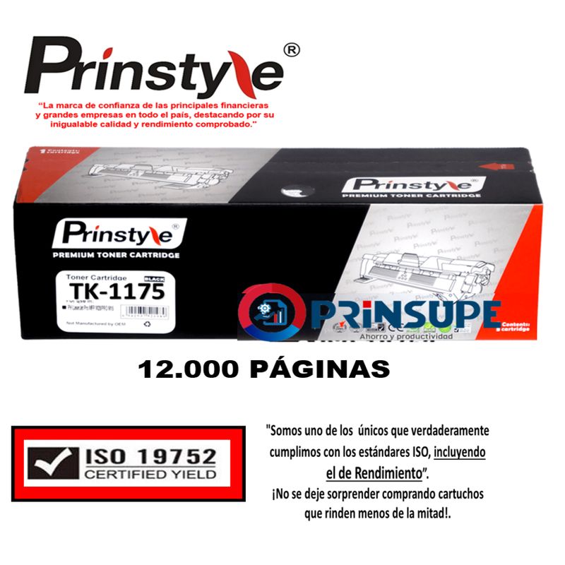 GENERICO - TONER TK1175 PRINSTYLE  - TK-1175 12.000 Pág. ISO RENDIMIENTO 19752