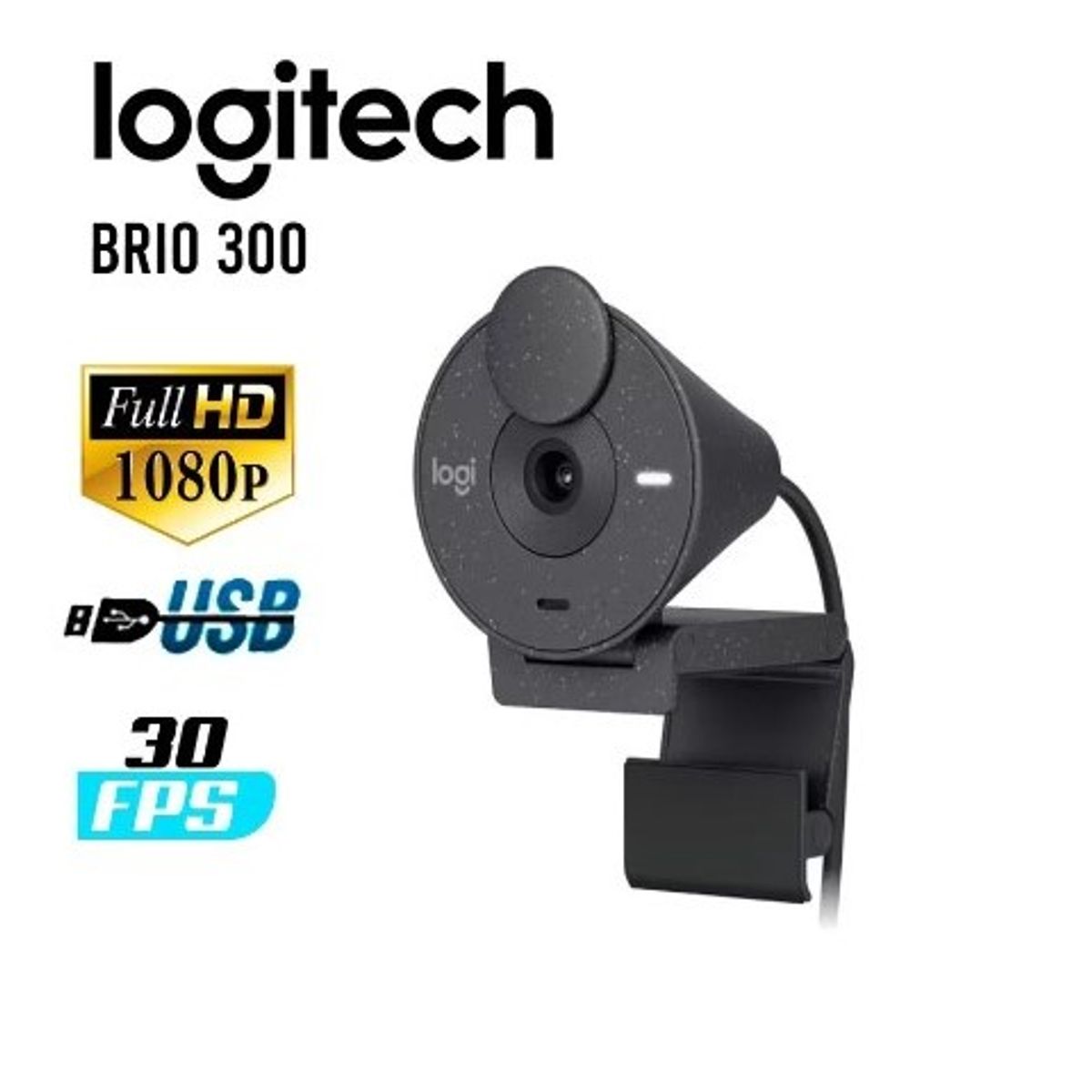 LOGITECH - Cámara Web Logitech Brio 300 Fhd 1080p - Negro