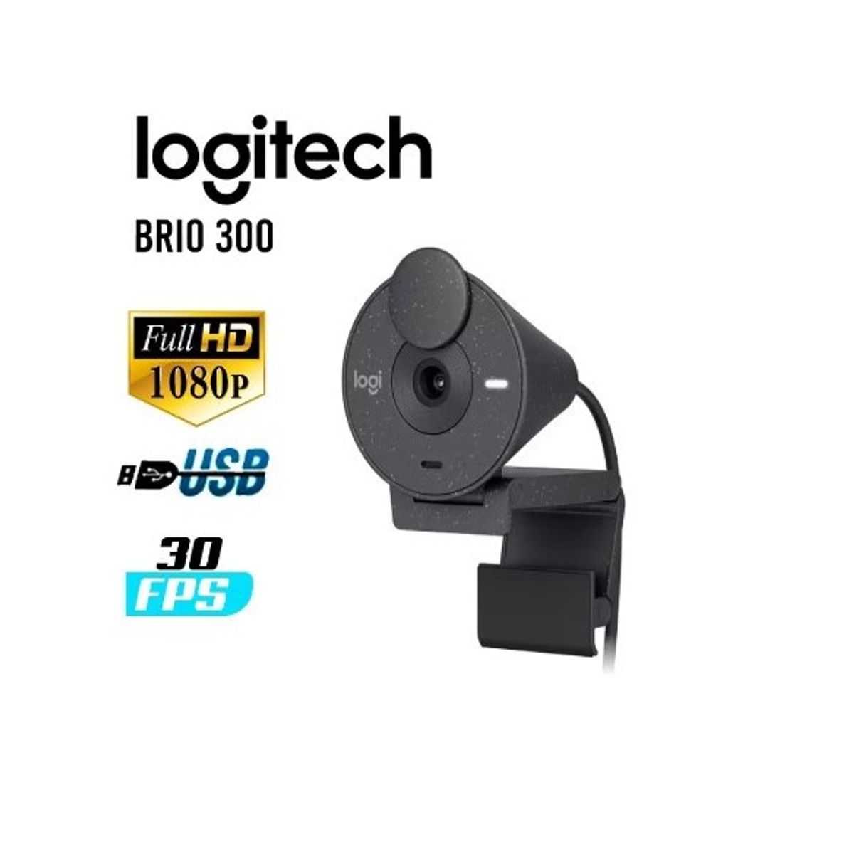 LOGITECH - Cámara Web Logitech Brio 300 Fhd 1080p - Negro