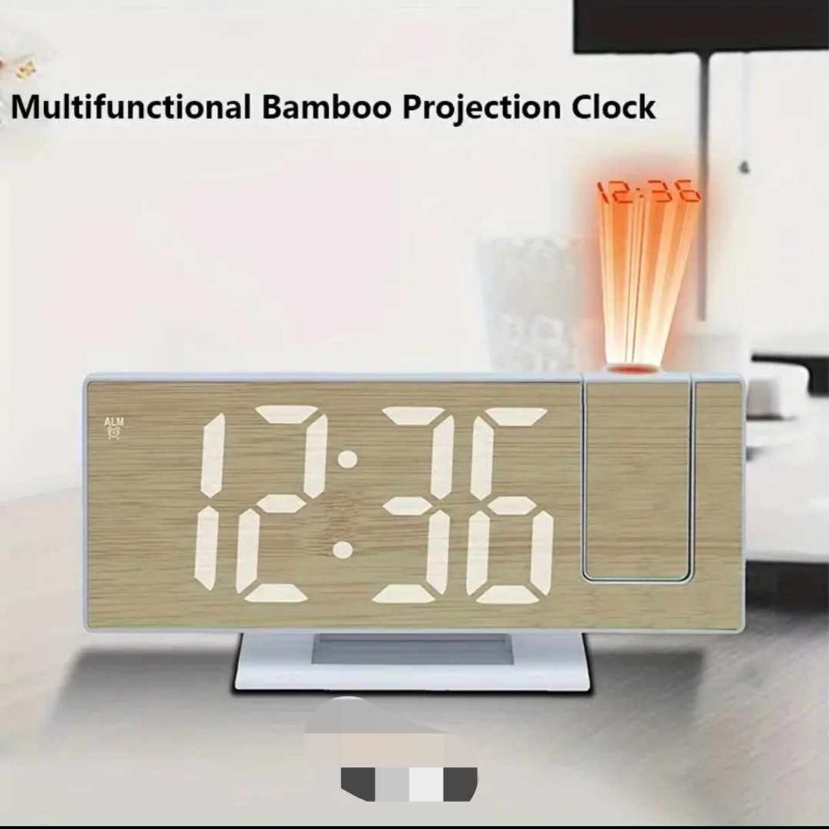 GENERICO - Reloj Digital Despertador con Proyector LED Temperatura Alarma Blanco