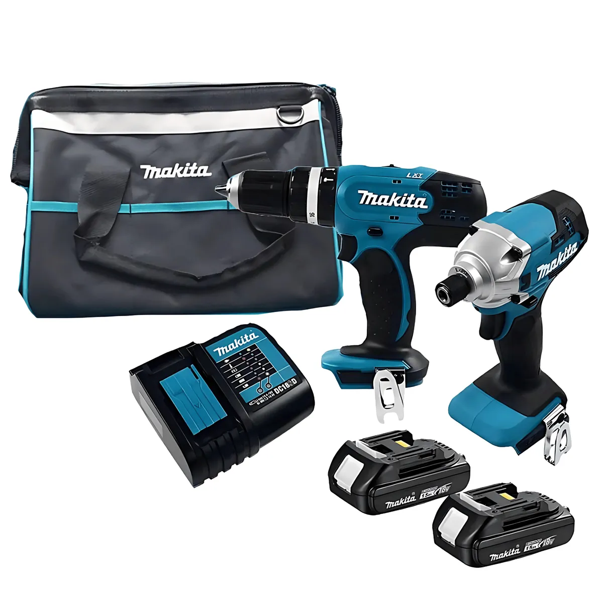 MAKITA - Taladro Dhp453 + Atornillador Dtd156 + 2baterias y cargador  Makita