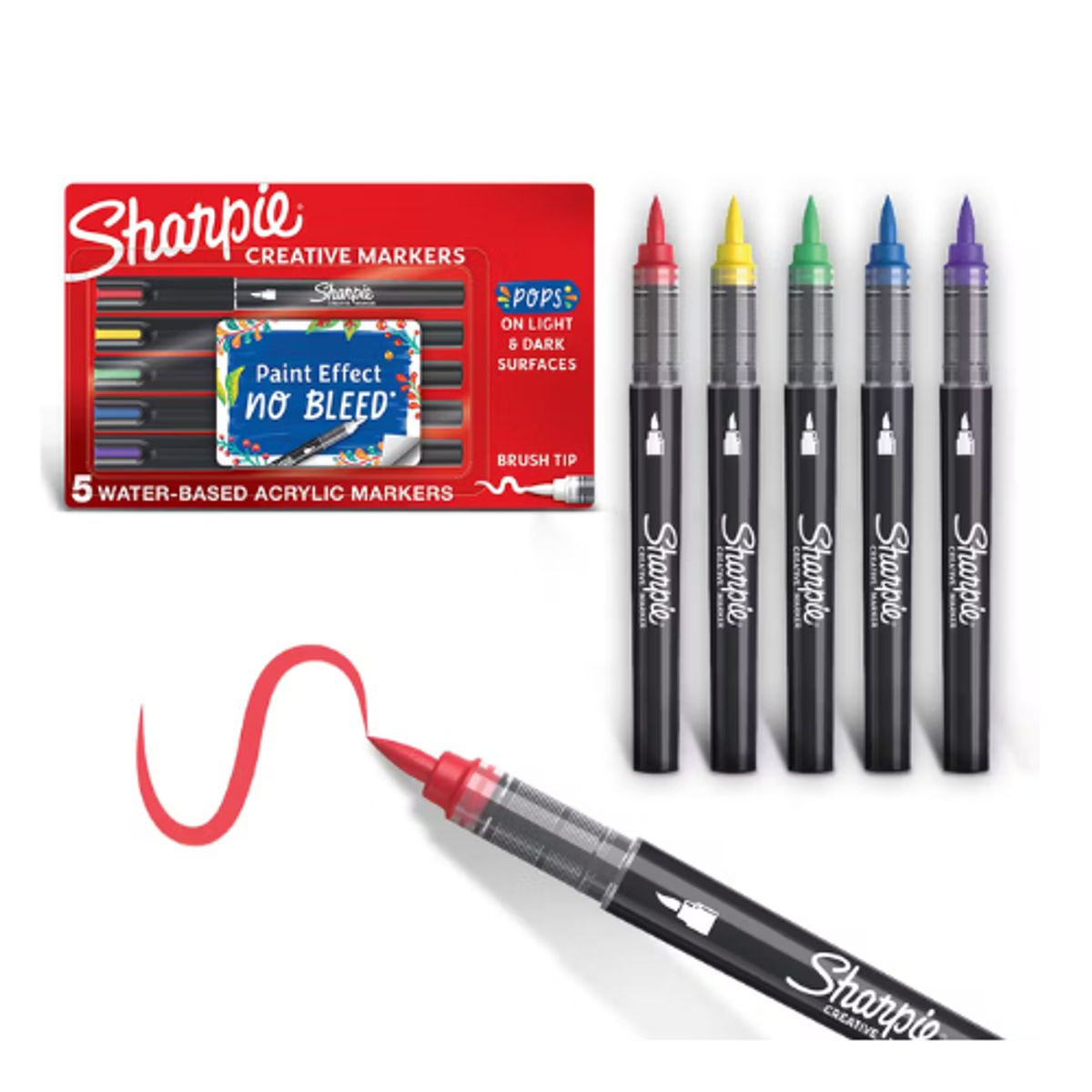 SHARPIE - Marcador Sharpie Creative Acrílico Punta Pincel Brush X5