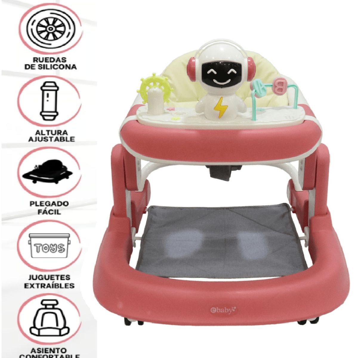 EBABY - Andador Caminador TAMY con  Altura Ajustable Mesa didáctica