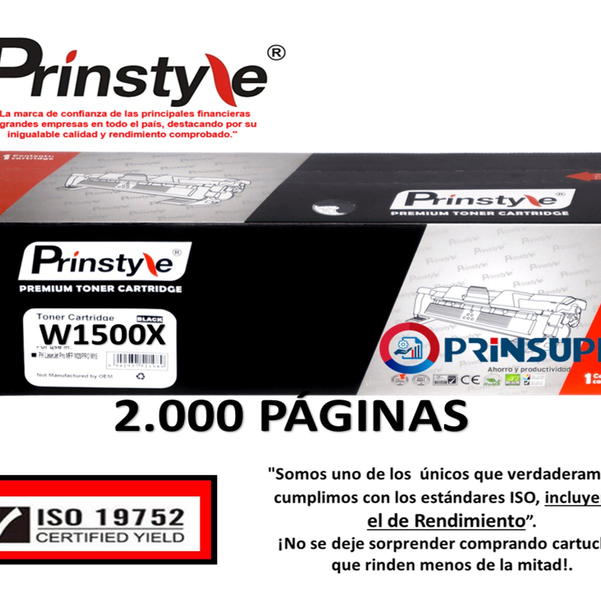 GENERICO - TONER PRINSTYLE 2.000 PÁG.150A 150X W1500A   ALTO RENDIMIENTO ISO 19752
