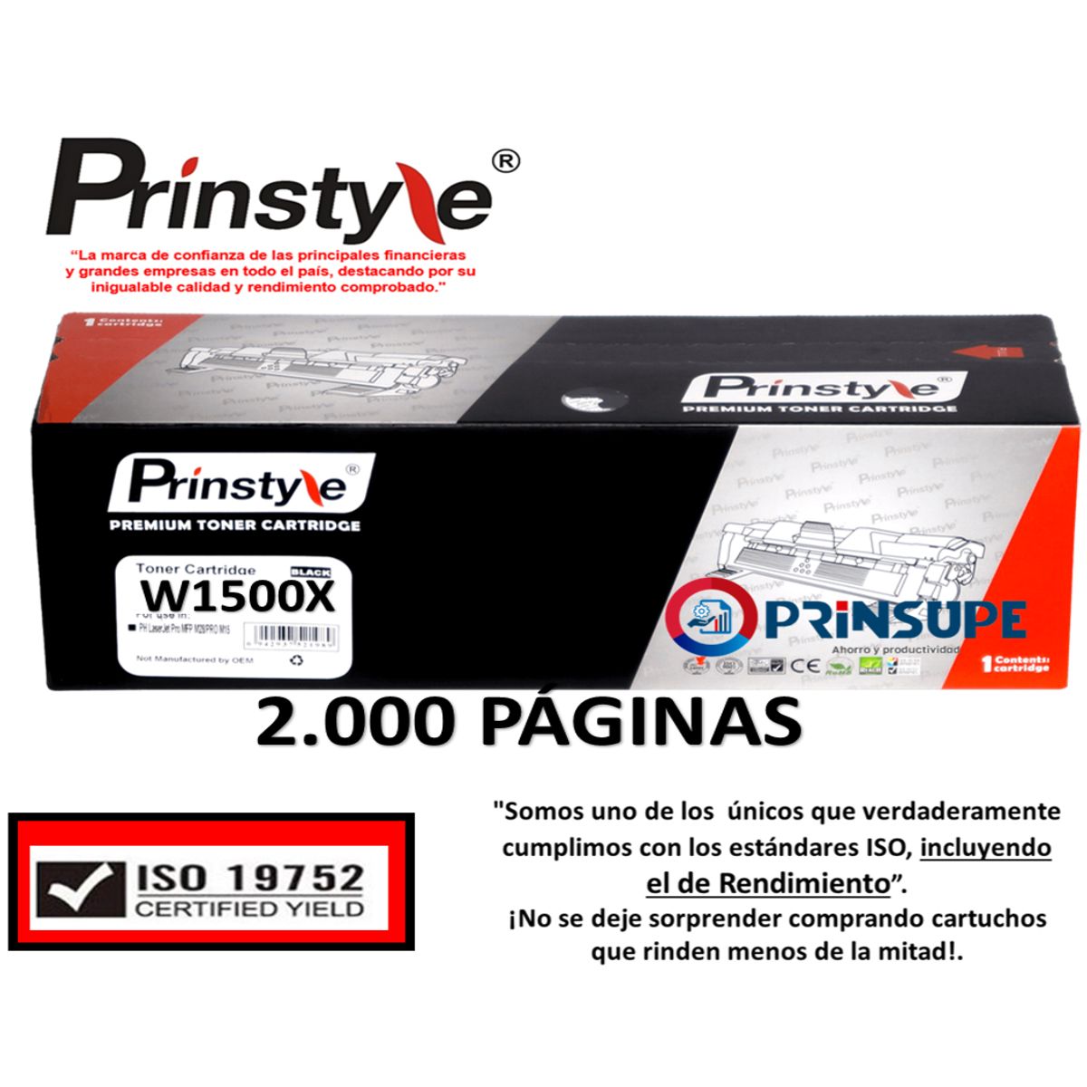 GENERICO - TONER PRINSTYLE 2.000 PÁG.150A 150X W1500A   ALTO RENDIMIENTO ISO 19752