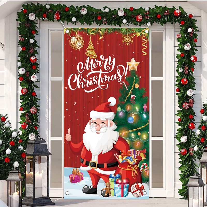 GENERICO - Fundas navideñas para puerta decoración de navidad al azar