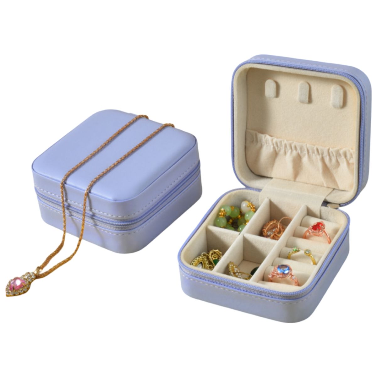 ELMEJORPRECIO - Mini Joyero Portátil Modelo M1 Celeste