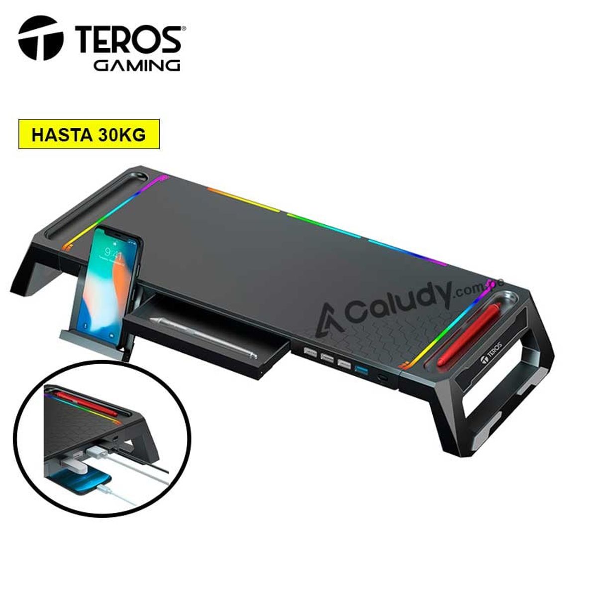 TEROS - Base Stand Para Monitor Teros TE7131 RGB Multidispositivo 4 USB