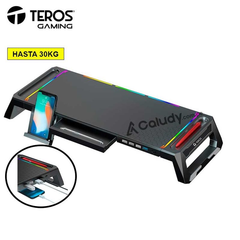 TEROS - Base Stand Para Monitor Teros TE7131 RGB Multidispositivo 4 USB