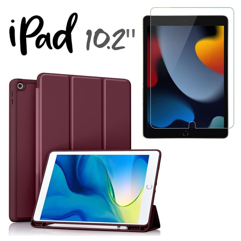 GENERICO - Funda Porta Pencil + Mica de Vidrio para iPad 10.2 9na Gen A2602 A2604